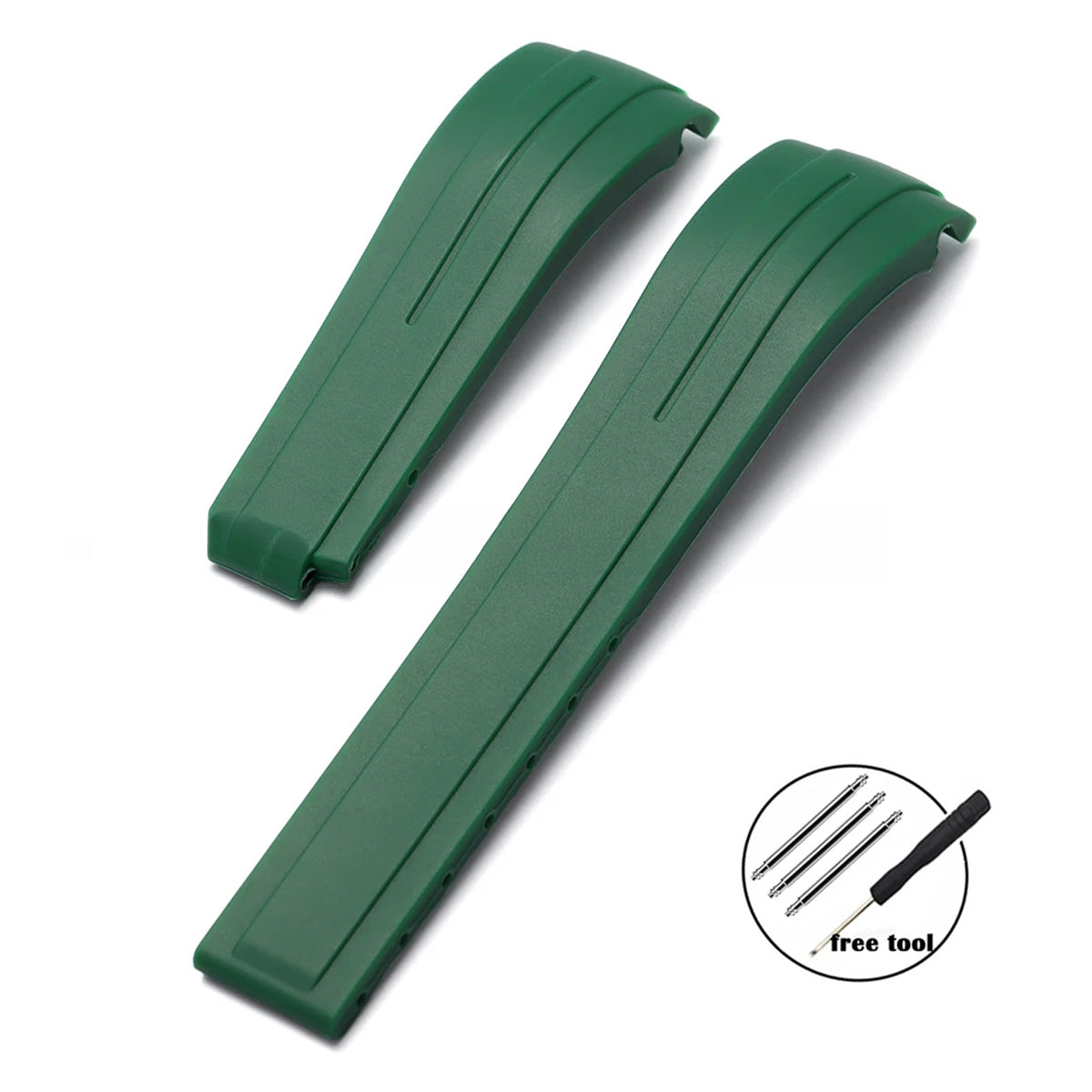 Curved-End Rubber Watch Strap 20mm–22mm – Compatible with Rolex Daytona-VivaStraps-Viva Timepiece