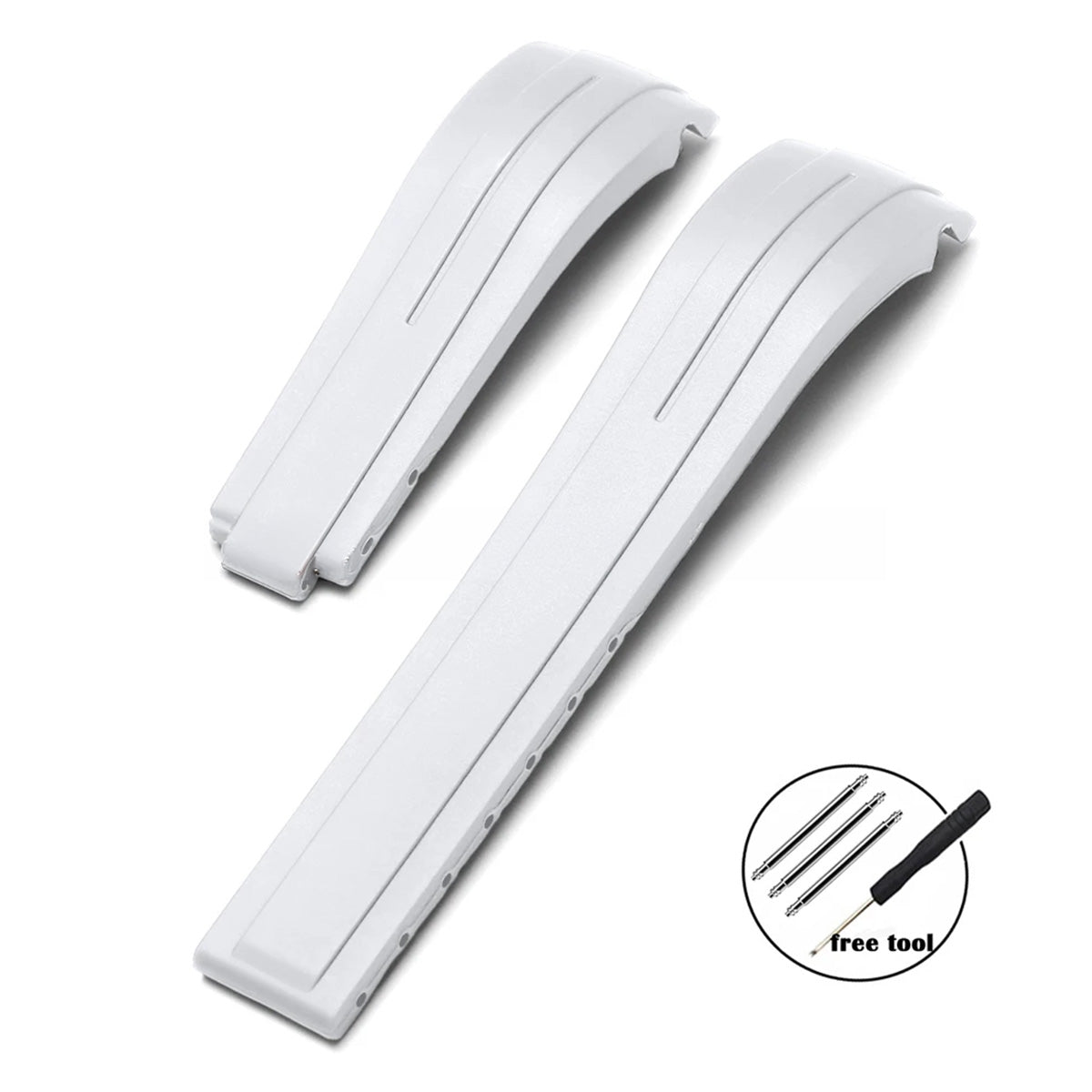 Curved-End Rubber Watch Strap 20mm–22mm – Compatible with Rolex Daytona-VivaStraps-Viva Timepiece