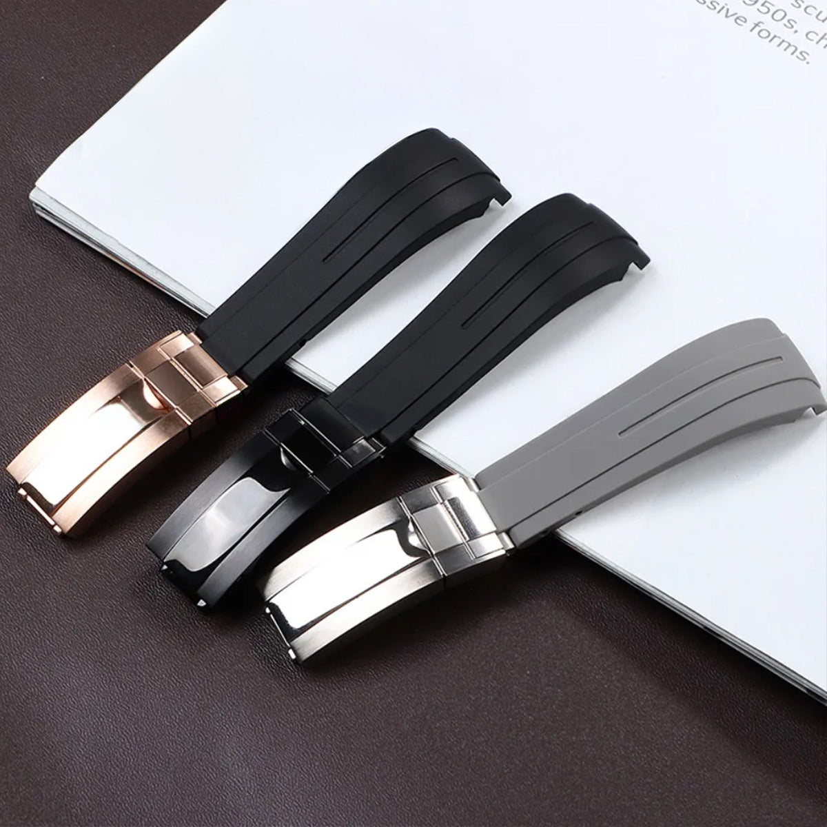 Curved-End Rubber Watch Strap 20mm–22mm – Compatible with Rolex Daytona-VivaStraps-Viva Timepiece