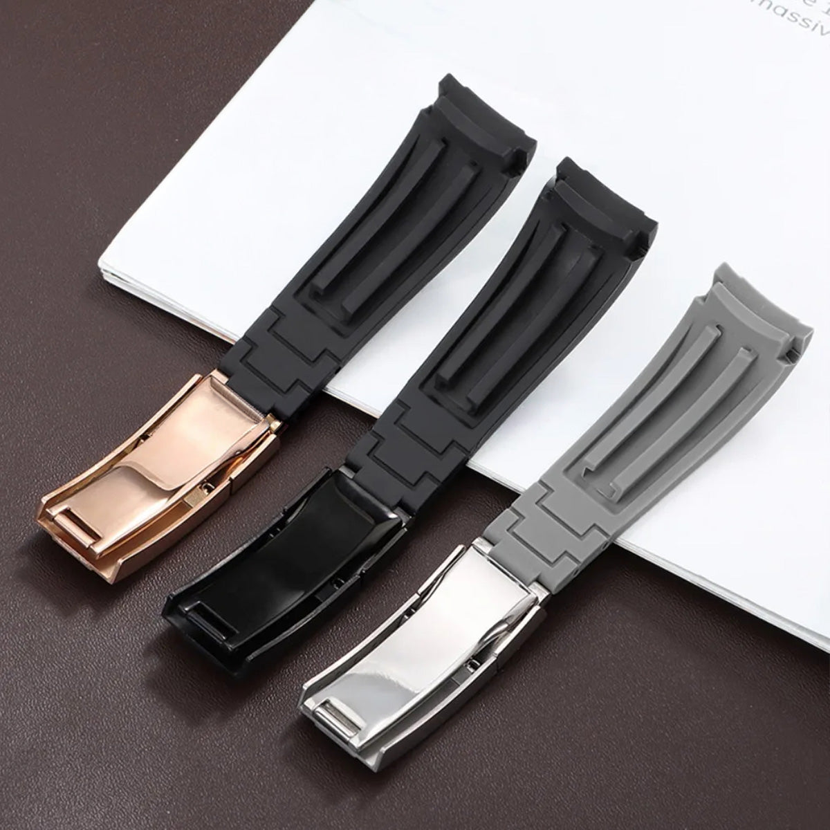 Curved-End Rubber Watch Strap 20mm–22mm – Compatible with Rolex Daytona-VivaStraps-Viva Timepiece