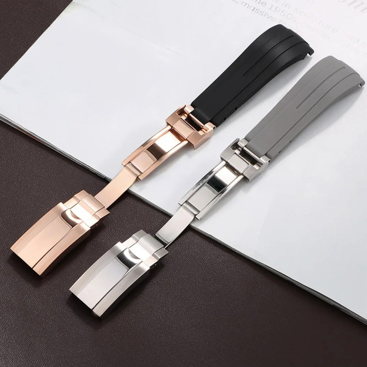 Curved-End Rubber Watch Strap 20mm–22mm – Compatible with Rolex Daytona-VivaStraps-Viva Timepiece
