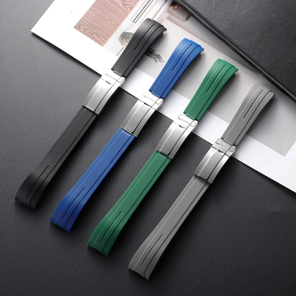 Curved-End Rubber Watch Strap 20mm–22mm – Compatible with Rolex Daytona-VivaStraps-Viva Timepiece