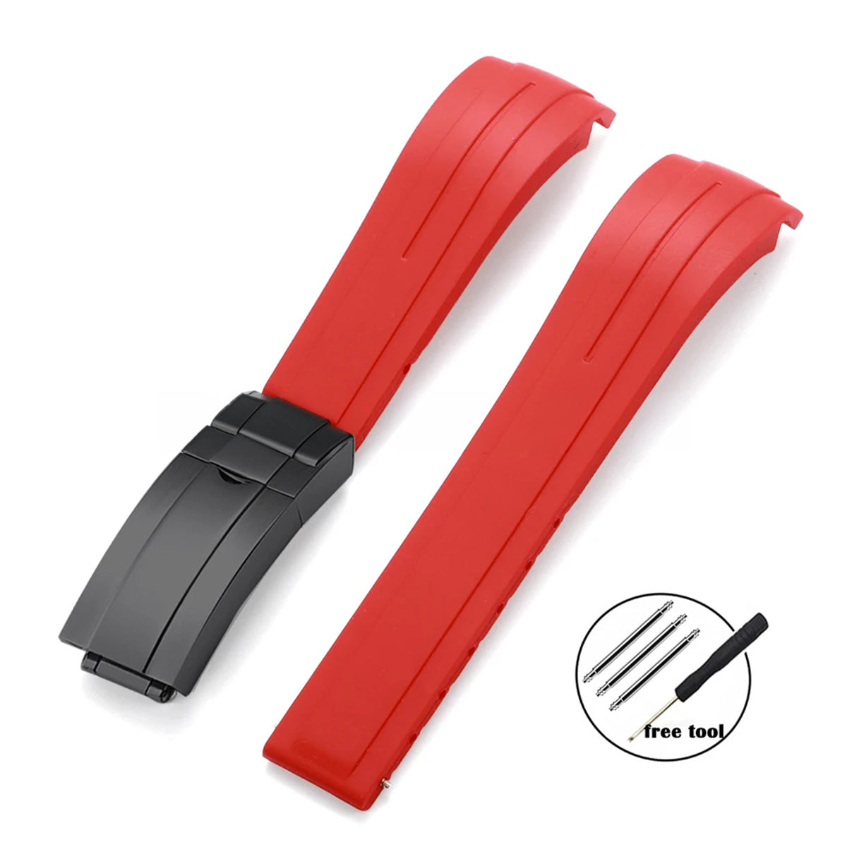 Curved-End Rubber Watch Strap 20mm–22mm – Compatible with Rolex Daytona-VivaStraps-Viva Timepiece
