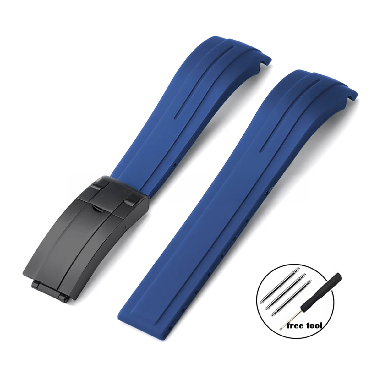 Curved-End Rubber Watch Strap 20mm–22mm – Compatible with Rolex Daytona-VivaStraps-Viva Timepiece