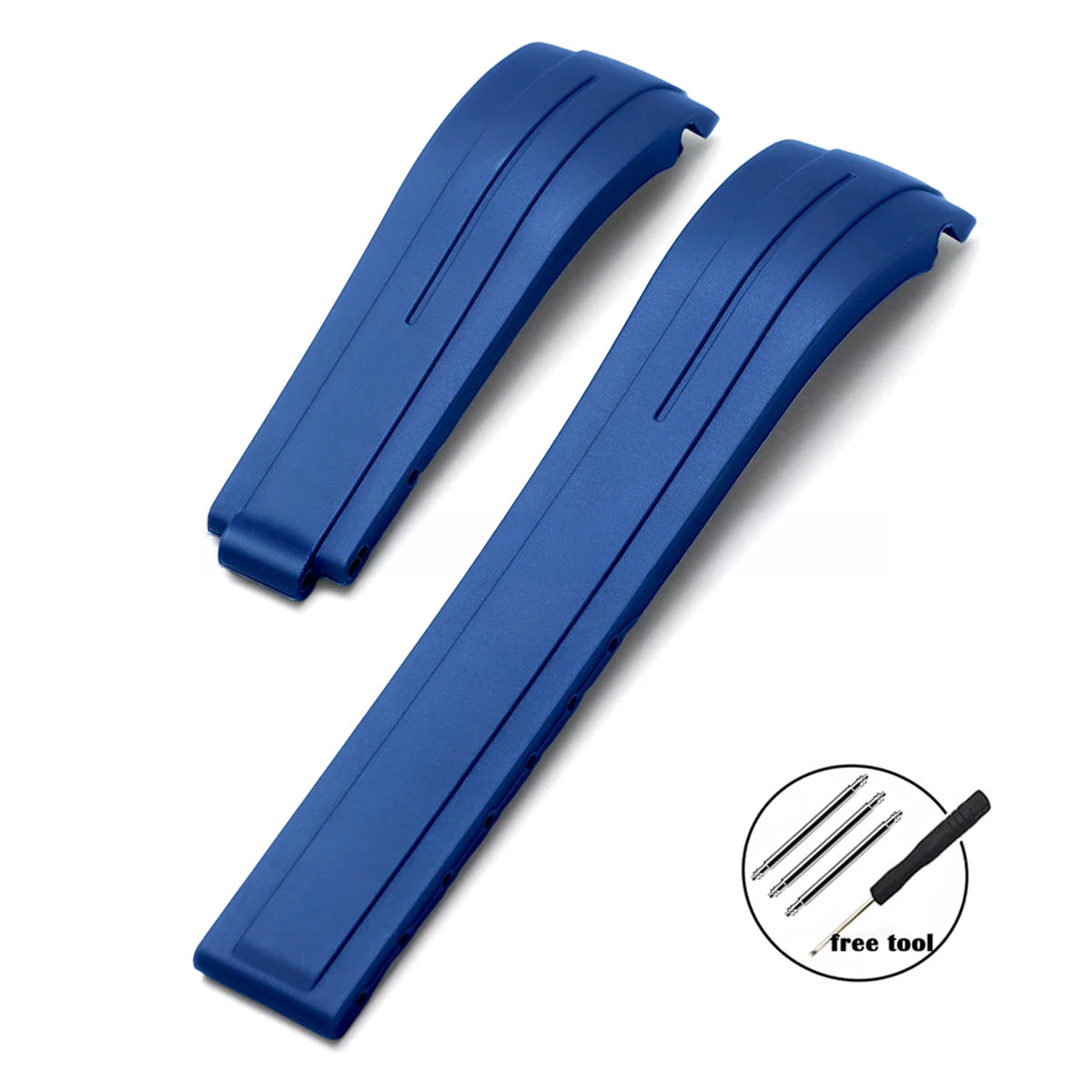 Curved-End Rubber Watch Strap 20mm–22mm – Compatible with Rolex Daytona-VivaStraps-Viva Timepiece