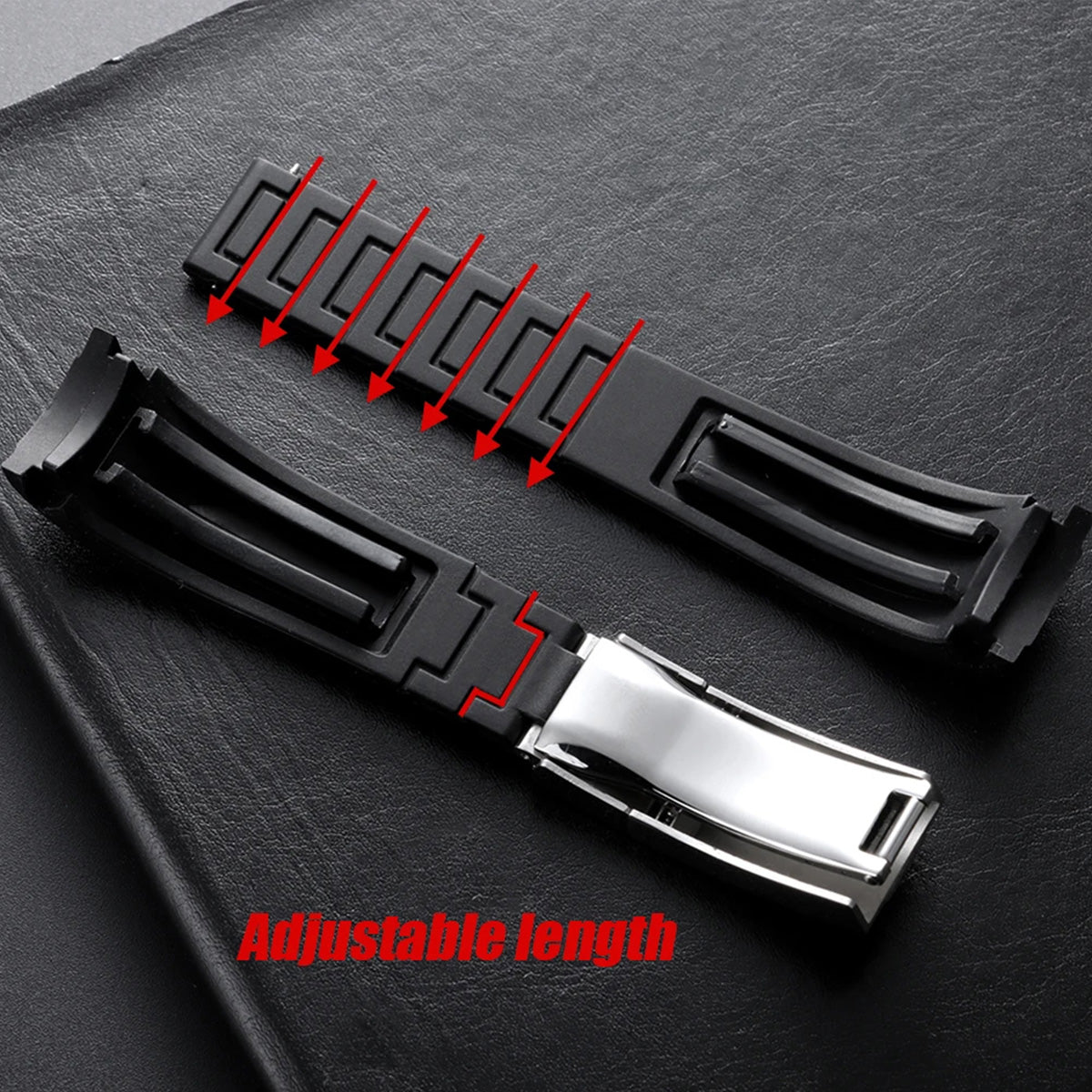 Curved-End Rubber Watch Strap 20mm–22mm – Compatible with Rolex Daytona-VivaStraps-Viva Timepiece