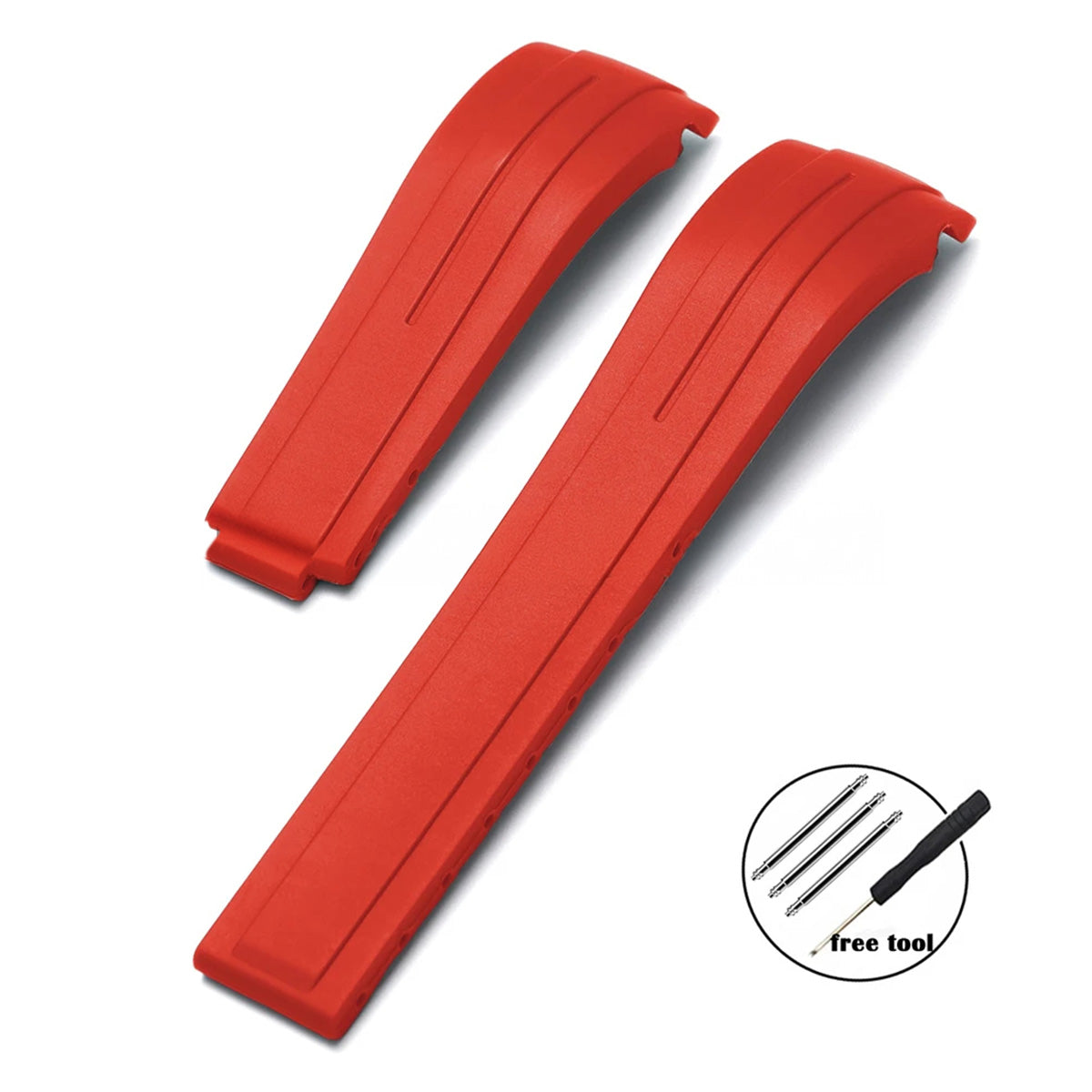 Curved-End Rubber Watch Strap 20mm–22mm – Compatible with Rolex Daytona-VivaStraps-Viva Timepiece