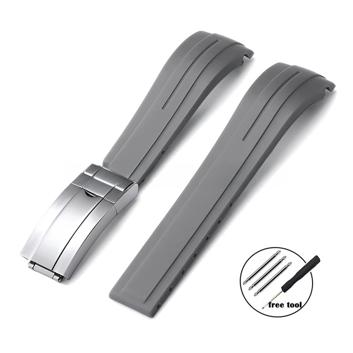Curved-End Rubber Watch Strap 20mm–22mm – Compatible with Rolex Daytona-VivaStraps-Viva Timepiece