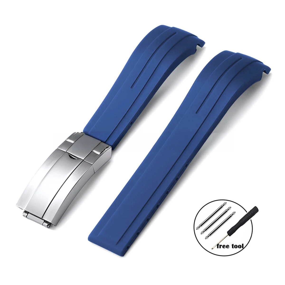 Curved-End Rubber Watch Strap 20mm–22mm – Compatible with Rolex Daytona-VivaStraps-Viva Timepiece