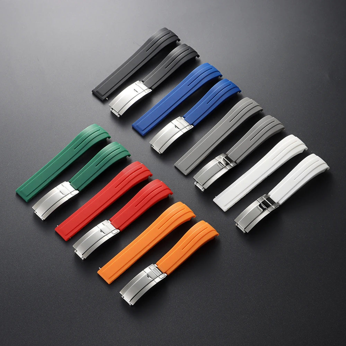 Curved-End Rubber Watch Strap 20mm–22mm – Compatible with Rolex Daytona-VivaStraps-Viva Timepiece