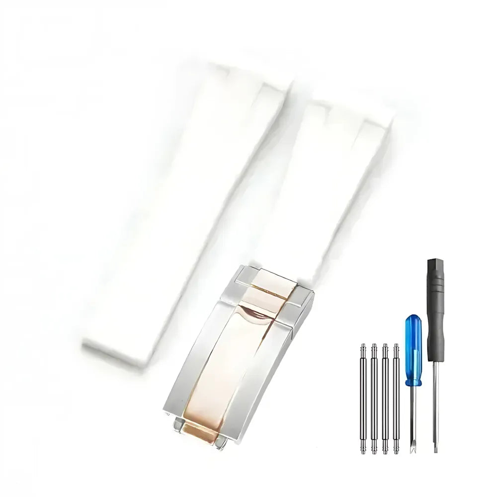 Curved-End Silicone Watch Band Compatible with 20mm / 21mm Watches – Butterfly Clasp-VivaStraps-Viva Timepiece