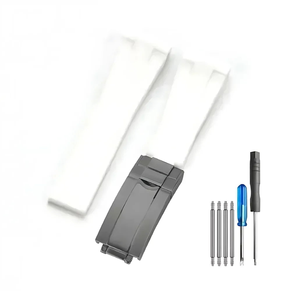 Curved-End Silicone Watch Band Compatible with 20mm / 21mm Watches – Butterfly Clasp-VivaStraps-Viva Timepiece