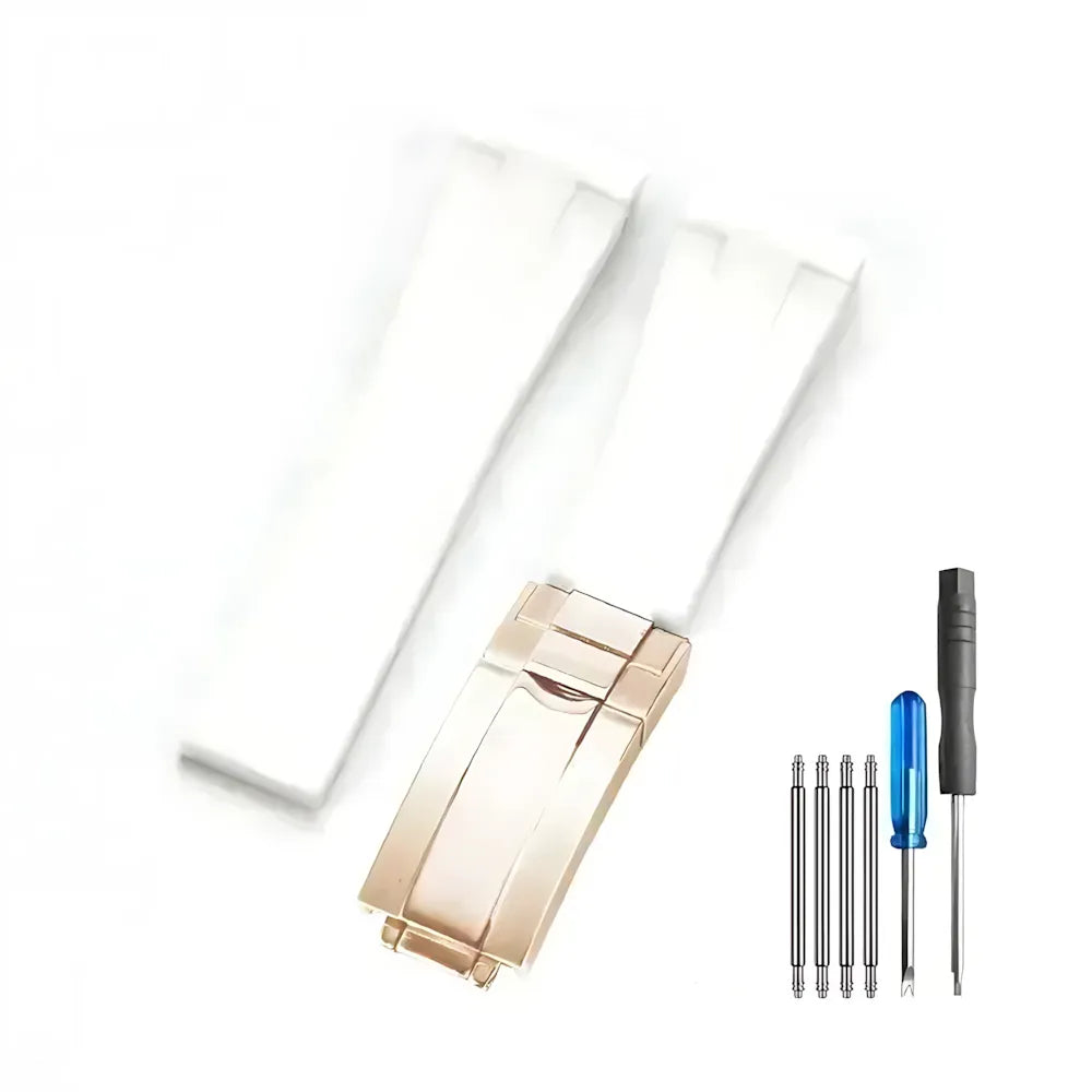 Curved-End Silicone Watch Band Compatible with 20mm / 21mm Watches – Butterfly Clasp-VivaStraps-Viva Timepiece