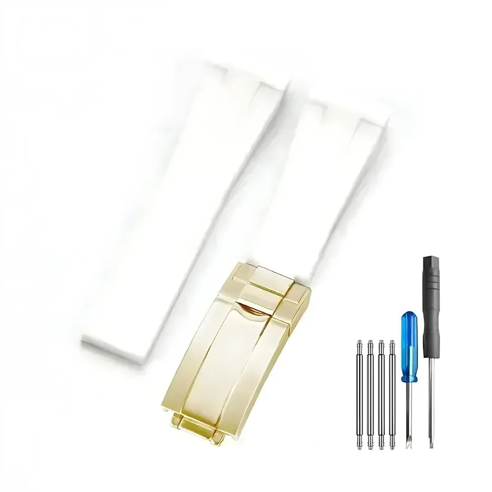 Curved-End Silicone Watch Band Compatible with 20mm / 21mm Watches – Butterfly Clasp-VivaStraps-Viva Timepiece