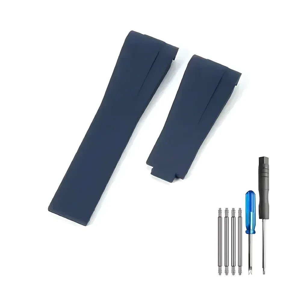 Curved-End Silicone Watch Band Compatible with 20mm / 21mm Watches – Butterfly Clasp-VivaStraps-Viva Timepiece