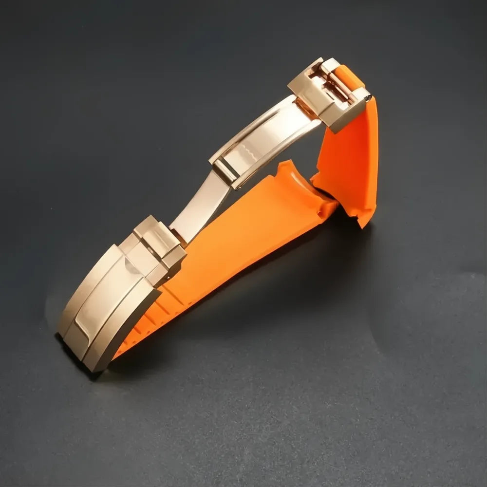 Curved-End Silicone Watch Band Compatible with 20mm / 21mm Watches – Butterfly Clasp-VivaStraps-Viva Timepiece