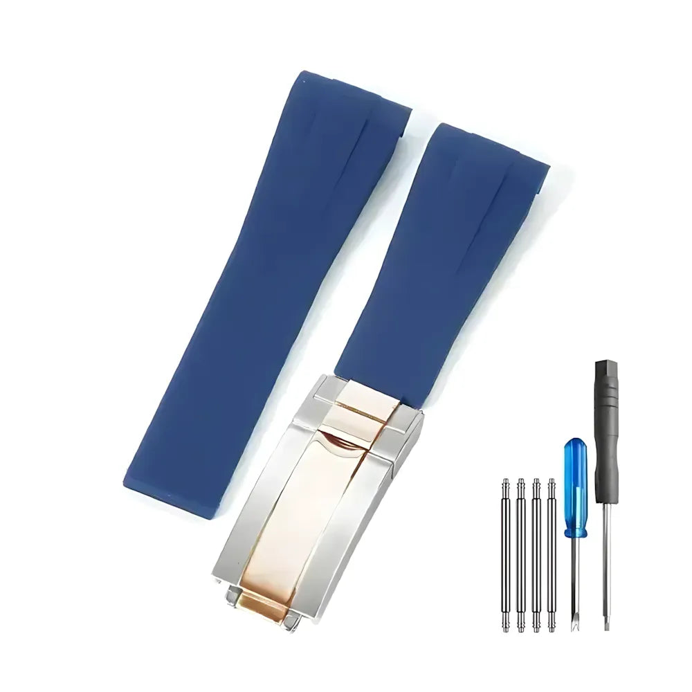 Curved-End Silicone Watch Band Compatible with 20mm / 21mm Watches – Butterfly Clasp-VivaStraps-Viva Timepiece