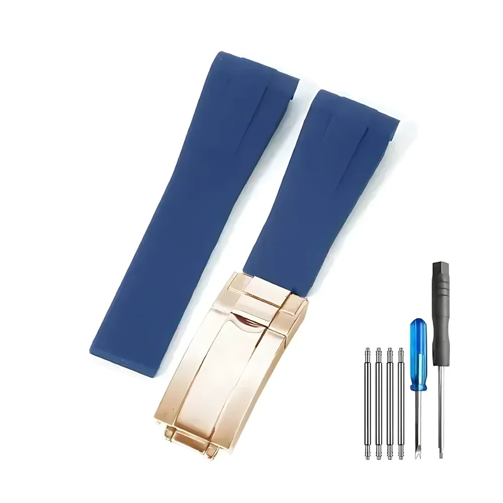 Curved-End Silicone Watch Band Compatible with 20mm / 21mm Watches – Butterfly Clasp-VivaStraps-Viva Timepiece