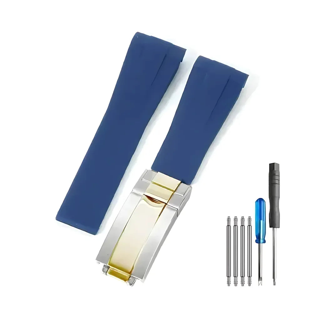 Curved-End Silicone Watch Band Compatible with 20mm / 21mm Watches – Butterfly Clasp-VivaStraps-Viva Timepiece