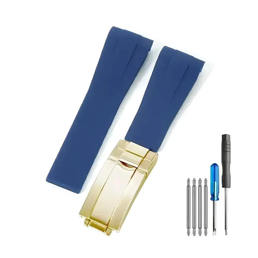 Curved-End Silicone Watch Band Compatible with 20mm / 21mm Watches – Butterfly Clasp-VivaStraps-Viva Timepiece