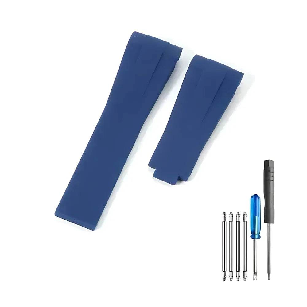 Curved-End Silicone Watch Band Compatible with 20mm / 21mm Watches – Butterfly Clasp-VivaStraps-Viva Timepiece