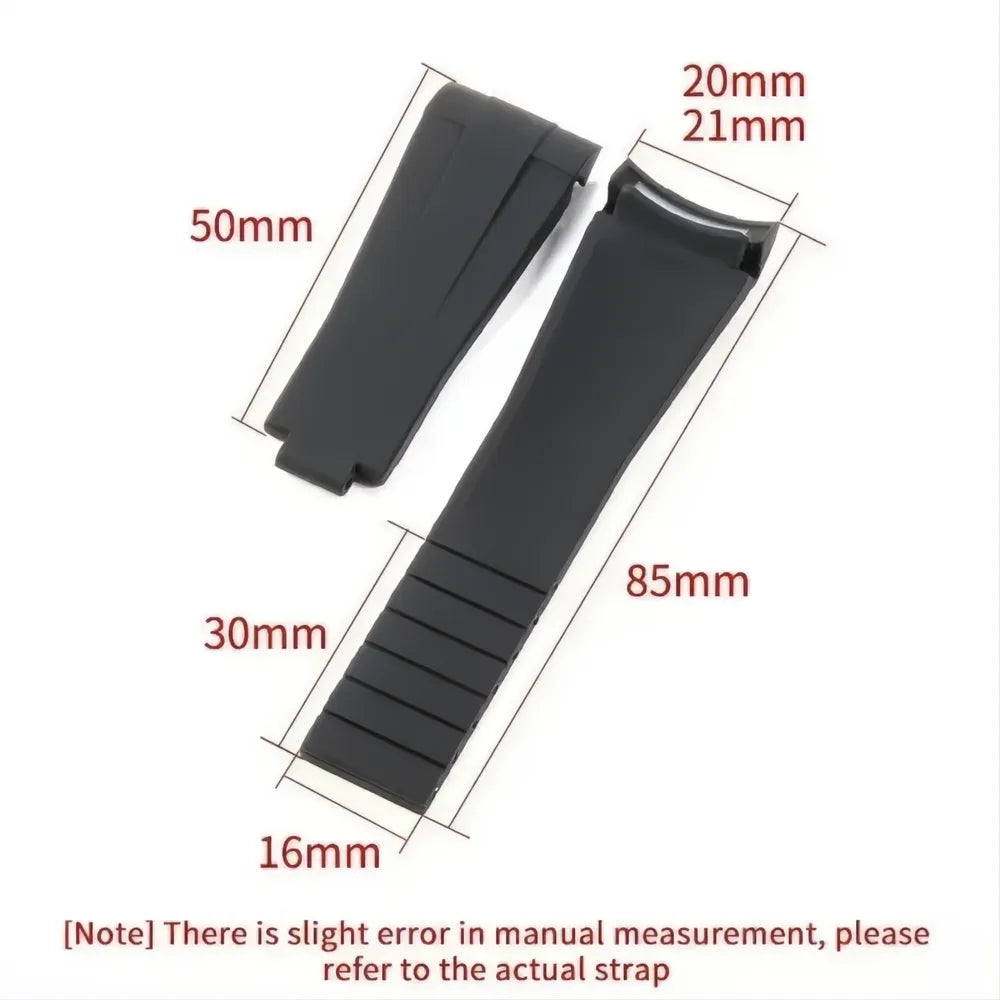 Curved-End Silicone Watch Band Compatible with 20mm / 21mm Watches – Butterfly Clasp-VivaStraps-Viva Timepiece