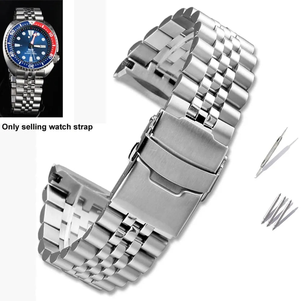 Curved-End Stainless Steel Jubilee Bracelet 22mm – Compatible with Turtle Series-ChronoCraft-Viva Timepiece