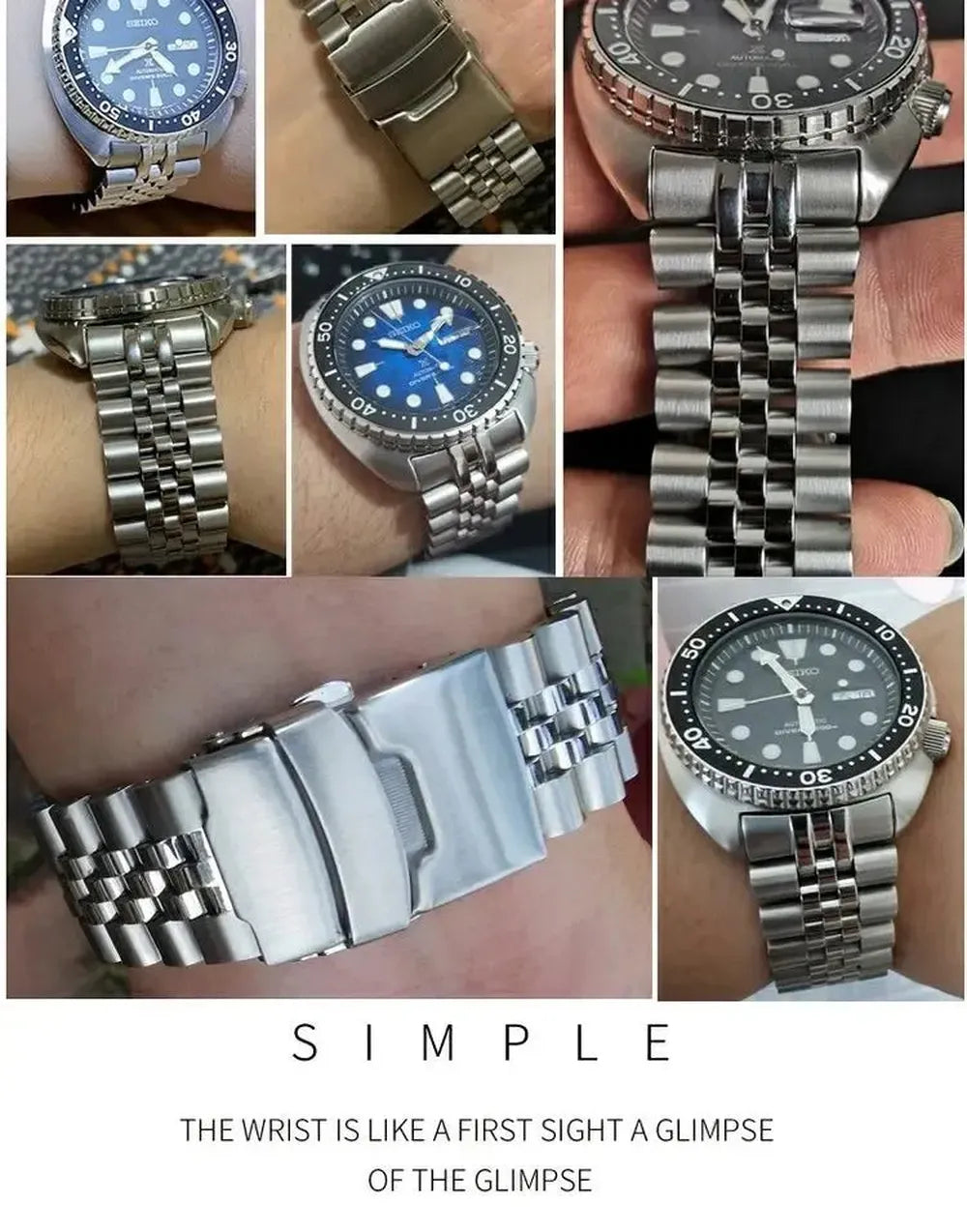 Curved-End Stainless Steel Jubilee Bracelet 22mm – Compatible with Turtle Series-ChronoCraft-Viva Timepiece