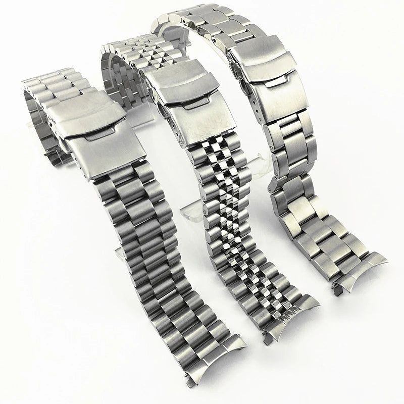 Curved-End Stainless Steel Watch Bracelet – Jubilee / Oyster / President-ChronoCraft-Viva Timepiece