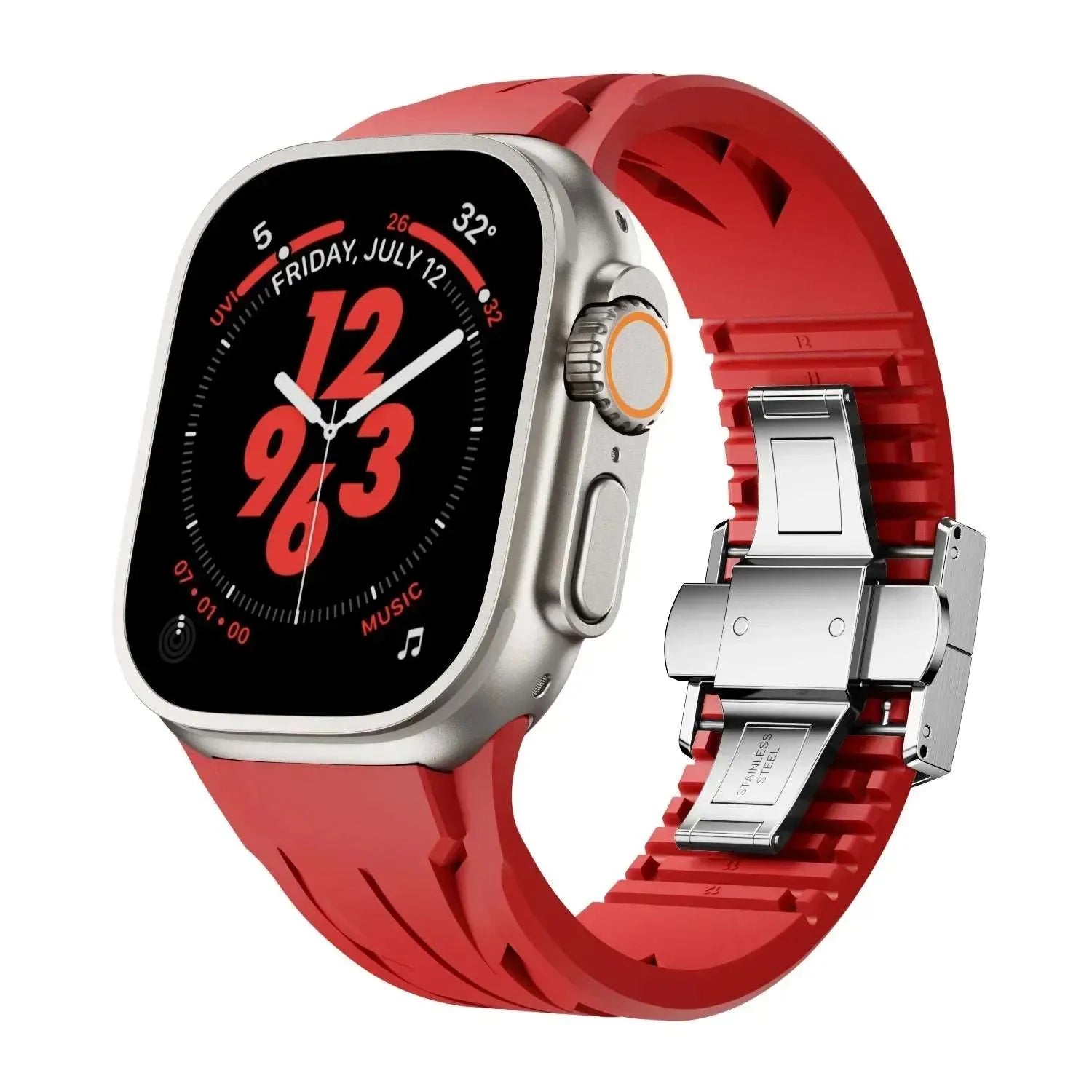 Cut-to-Size Rubber Sports Strap with Butterfly Clasp Compatible with Apple Watch