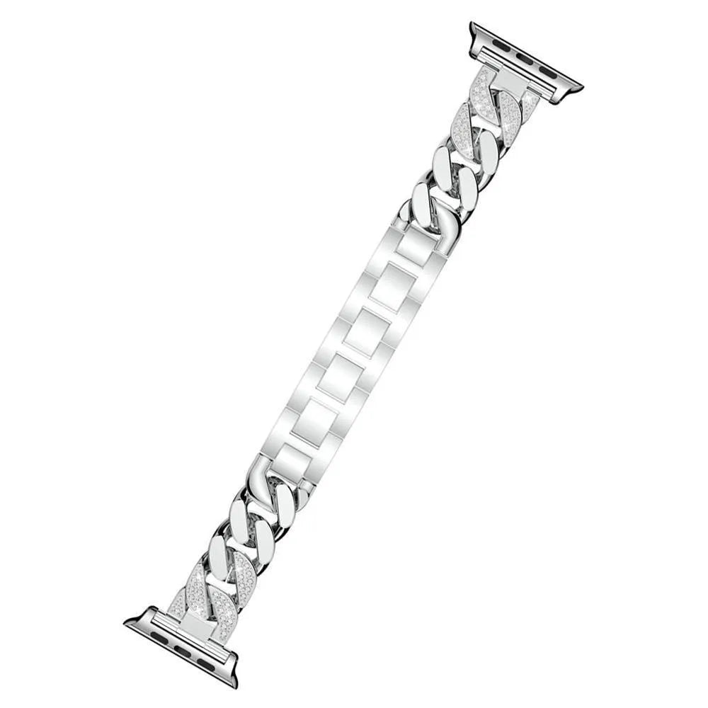 Diamond Cuban Link Jewelry Bracelet Compatible with Apple Watch 38–49mm