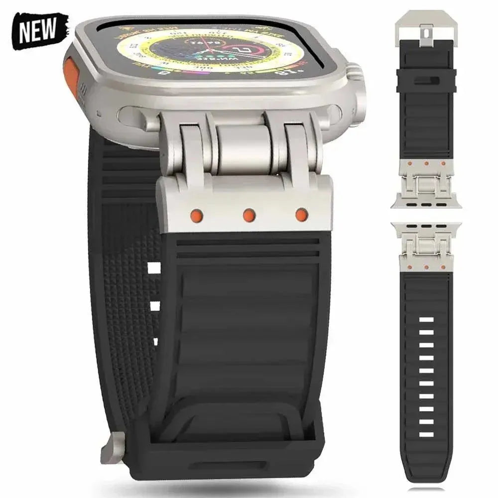 Elite Armor Silicone Band with Metal Buckle Compatible with Apple Watch 42–49mm