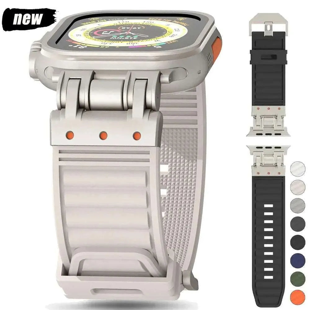 Elite Armor Silicone Band with Metal Buckle – for Apple Watch Ultra & Series 4–9 (42–49mm)-Tivra-Viva Timepiece