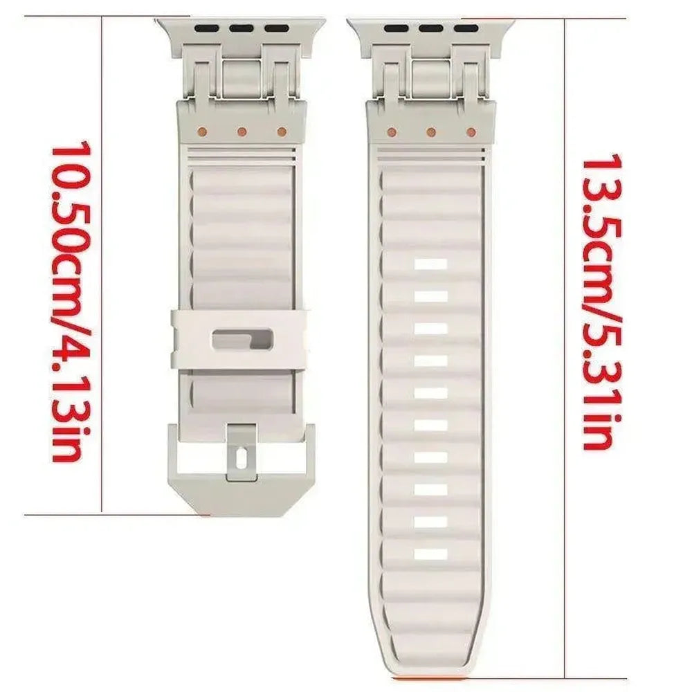 Elite Armor Silicone Band with Metal Buckle – for Apple Watch Ultra & Series 4–9 (42–49mm)-Tivra-Viva Timepiece