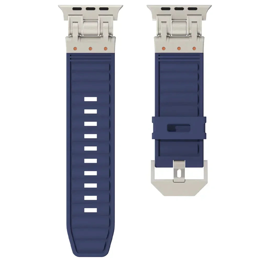 Elite Armor Soft Silicone Luxury Apple Watch Band titanium blue Universal 42-49 mm - Viva Timepiece | Viva Timepiece