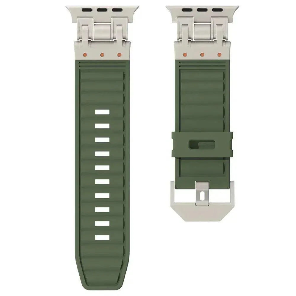 Elite Armor Silicone Band with Metal Buckle – for Apple Watch Ultra & Series 4–9 (42–49mm)-Tivra-Viva Timepiece