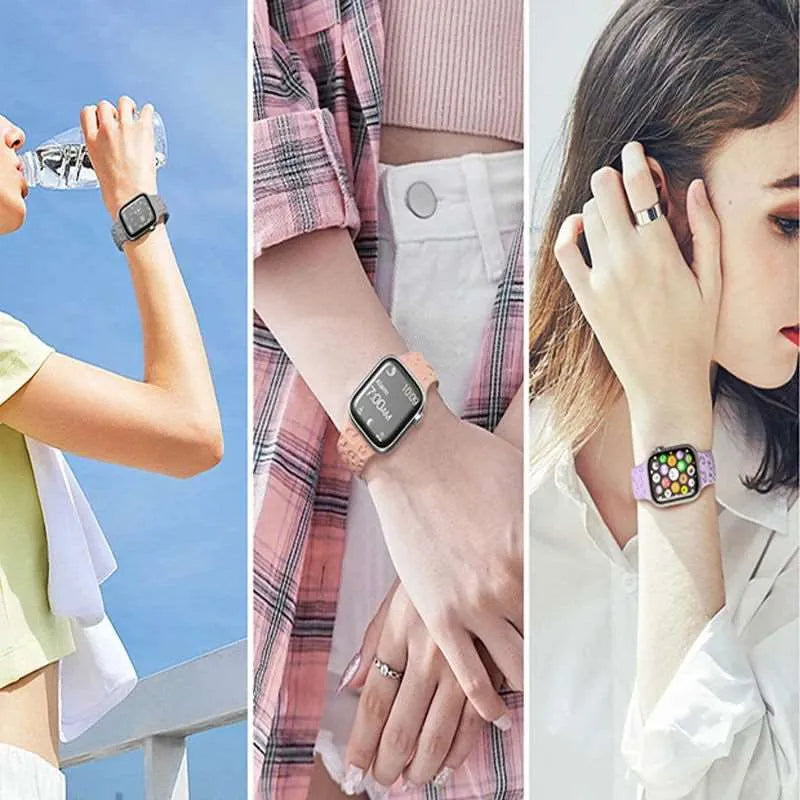 Engraved Cheetah Silicone Sports Strap Compatible with Apple Watch 38–49mm