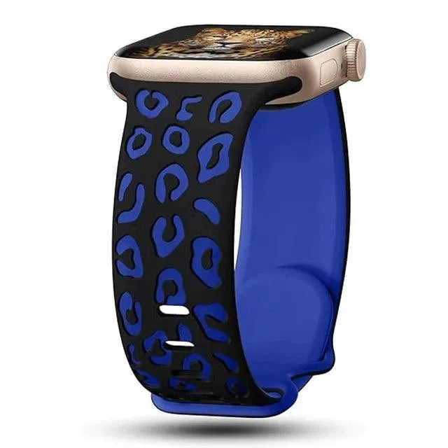 Engraved Leopard Silicone Strap Compatible with Apple Watch 38–49mm