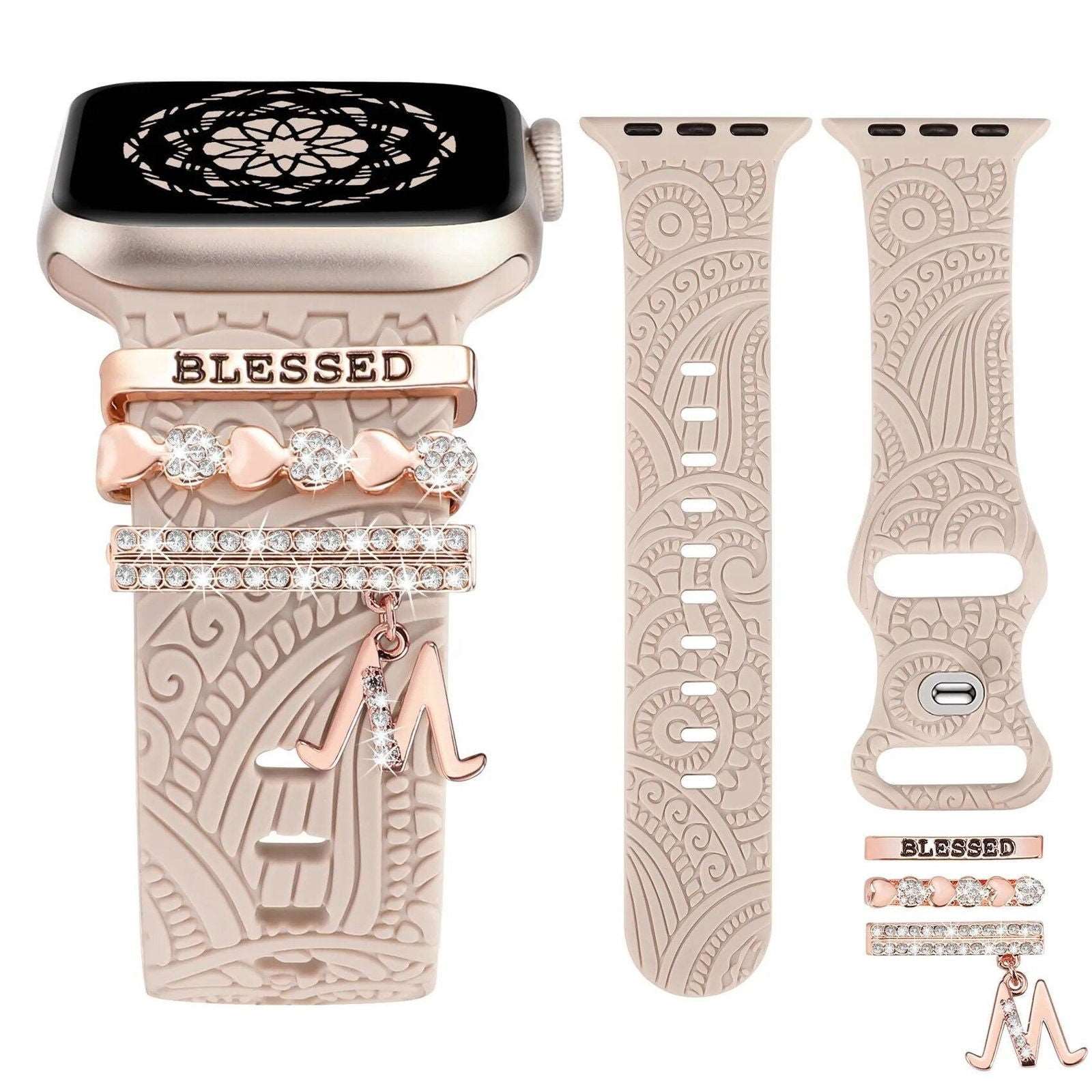Engraved Silicone Apple Watch Bands With Cute Charms Viva Timepiece