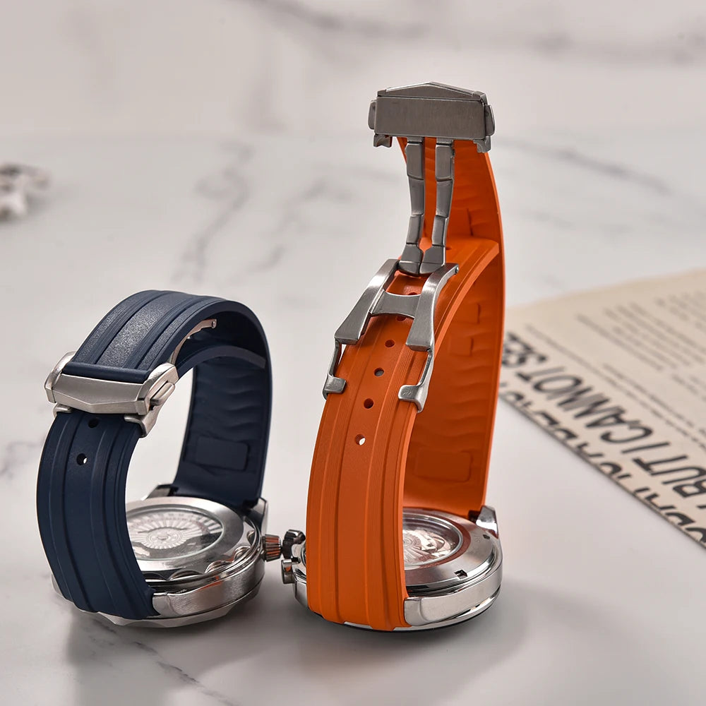 FKM Rubber Watch Strap 20mm – Compatible with Seamaster 300-Straptique-Viva Timepiece