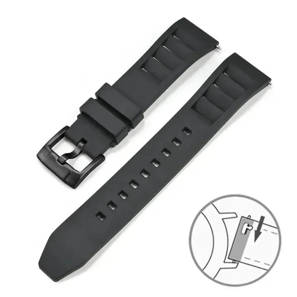 FKM Quick Release Rubber Watch Strap 19–24mm for Sport & Dive Watches