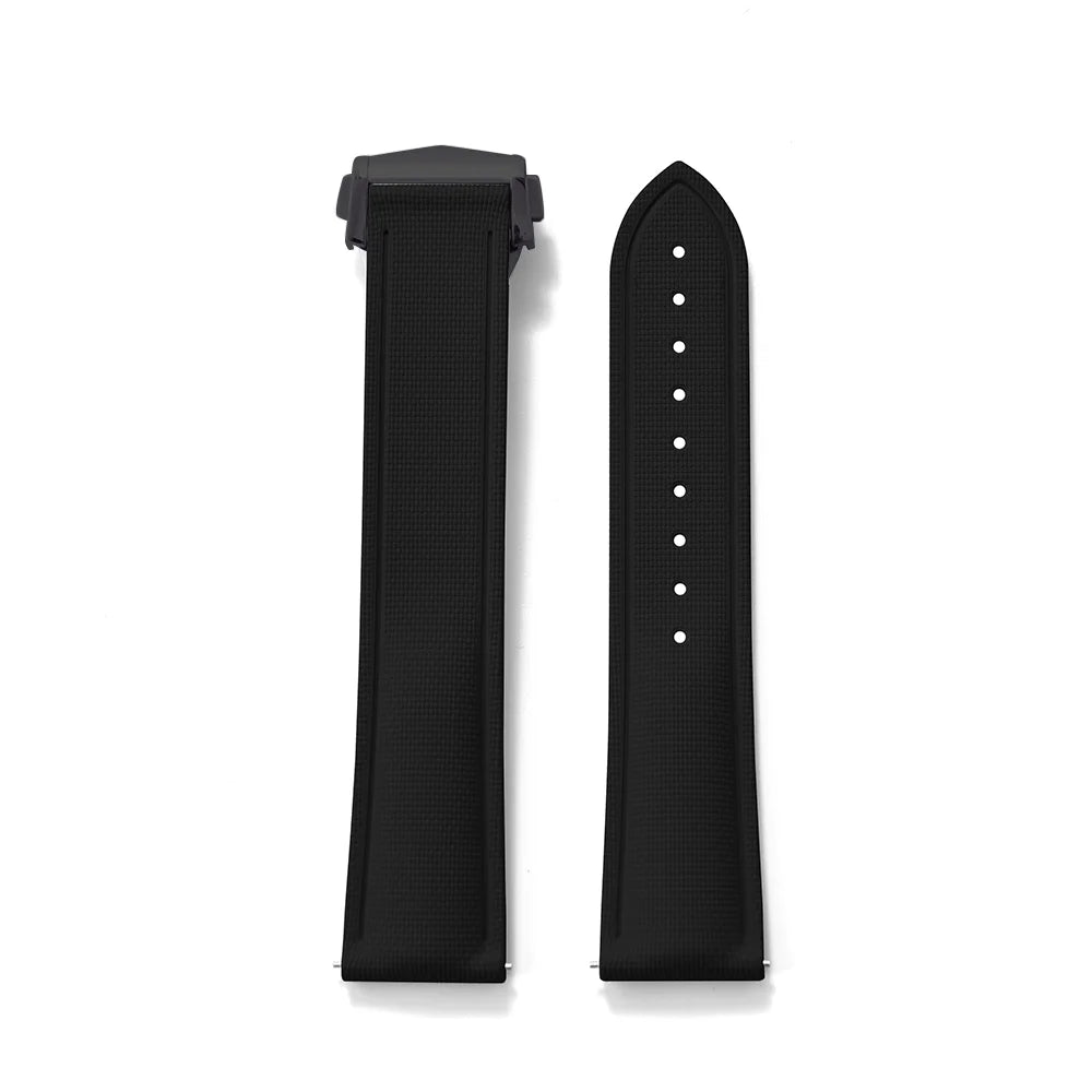 FKM Rubber Watch Strap 20mm–22mm – Quick Release, Folding Clasp Option-Straptique-Viva Timepiece