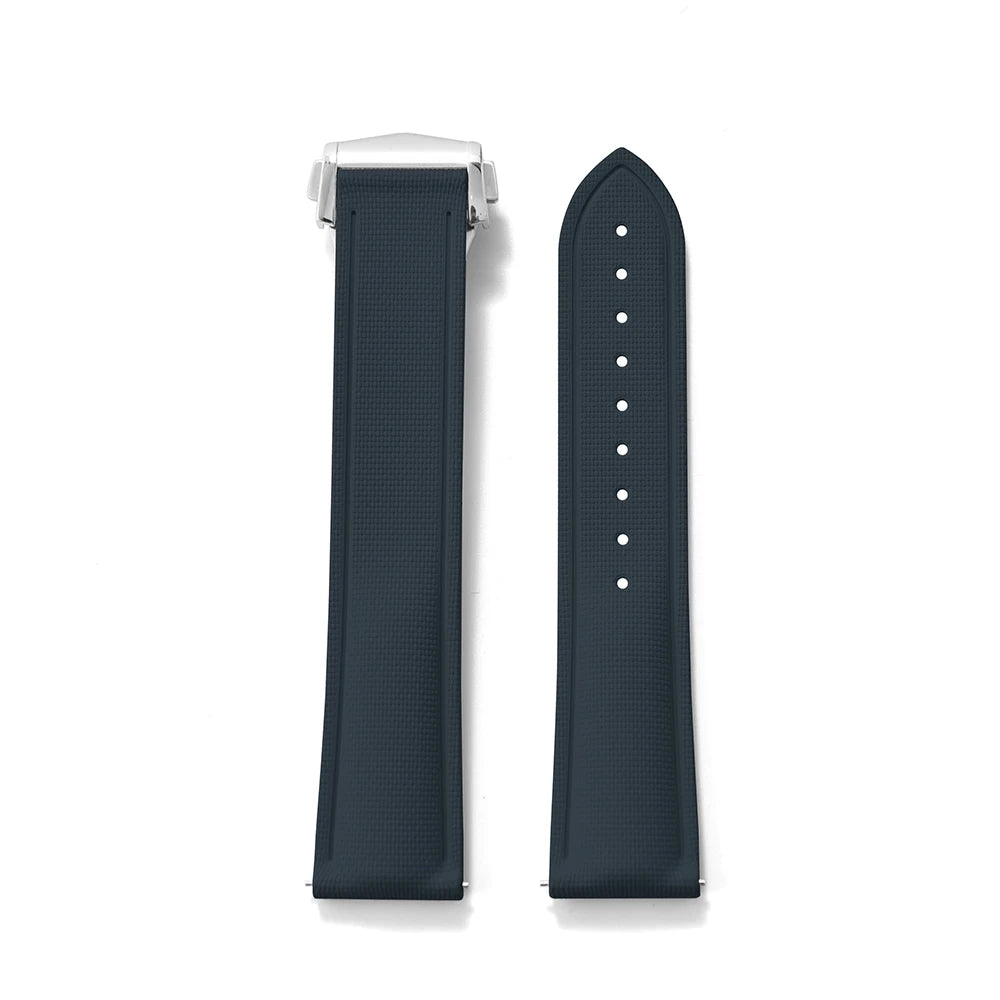 FKM Rubber Watch Strap 20mm–22mm – Quick Release, Folding Clasp Option-Straptique-Viva Timepiece