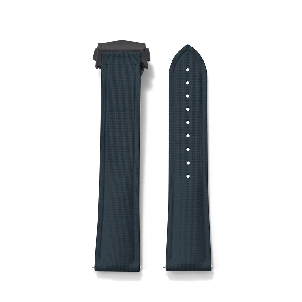FKM Rubber Watch Strap 20mm–22mm – Quick Release, Folding Clasp Option-Straptique-Viva Timepiece