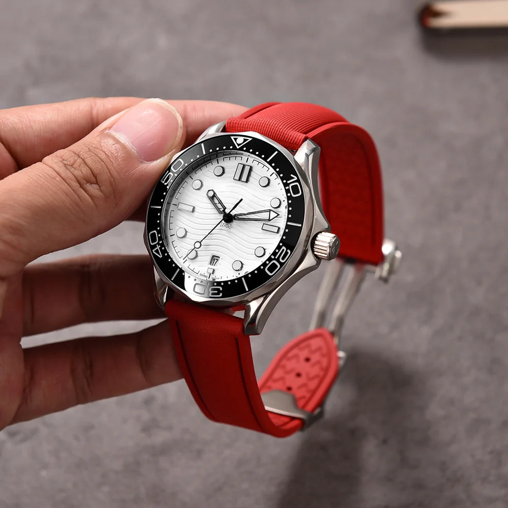 FKM Rubber Watch Strap 20mm–22mm – Quick Release, Folding Clasp Option-Straptique-Viva Timepiece