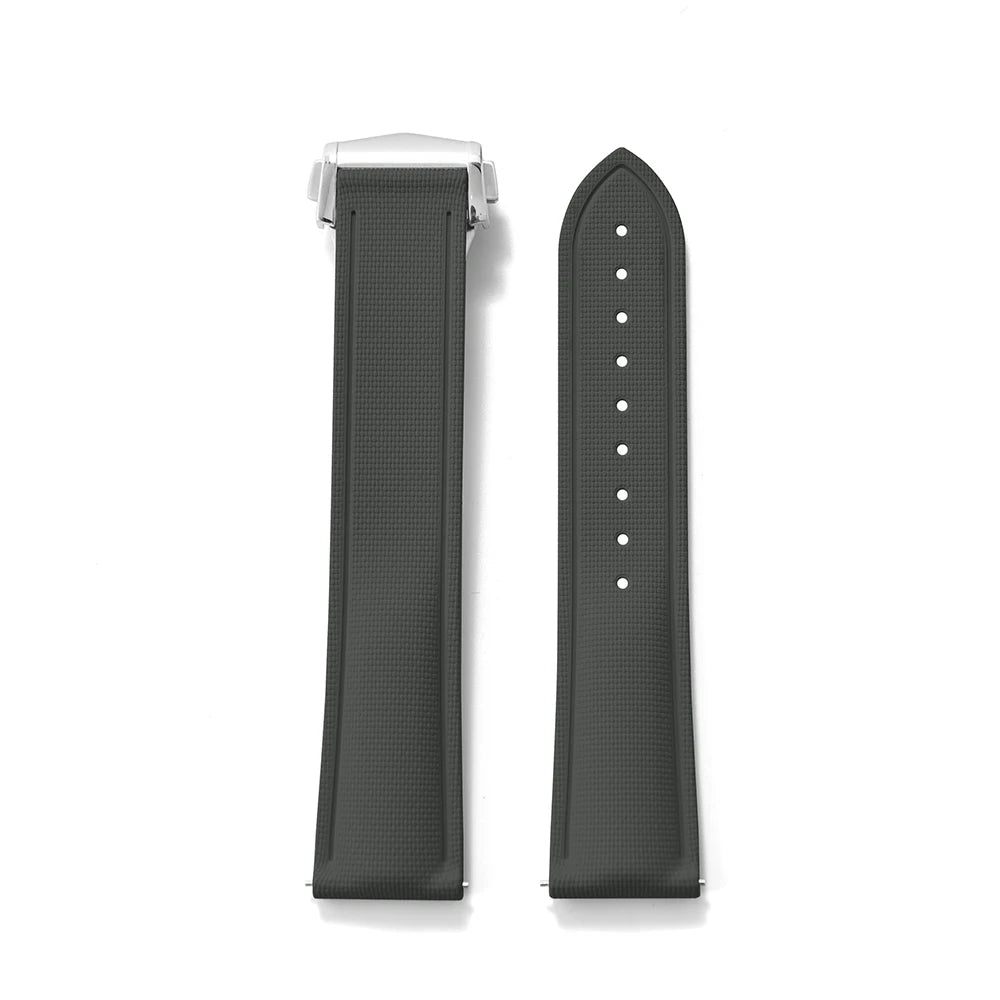 FKM Rubber Watch Strap 20mm–22mm – Quick Release, Folding Clasp Option-Straptique-Viva Timepiece