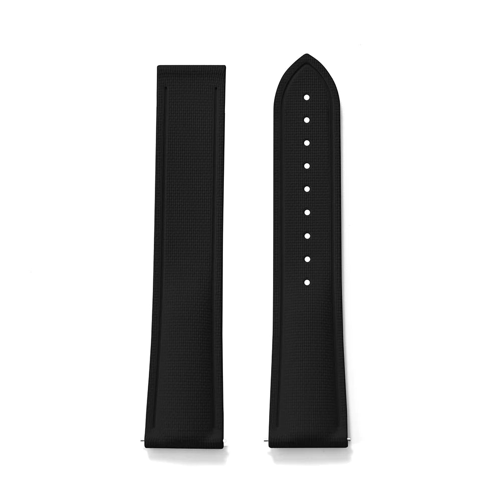 FKM Rubber Watch Strap 20mm–22mm – Quick Release, Folding Clasp Option-Straptique-Viva Timepiece