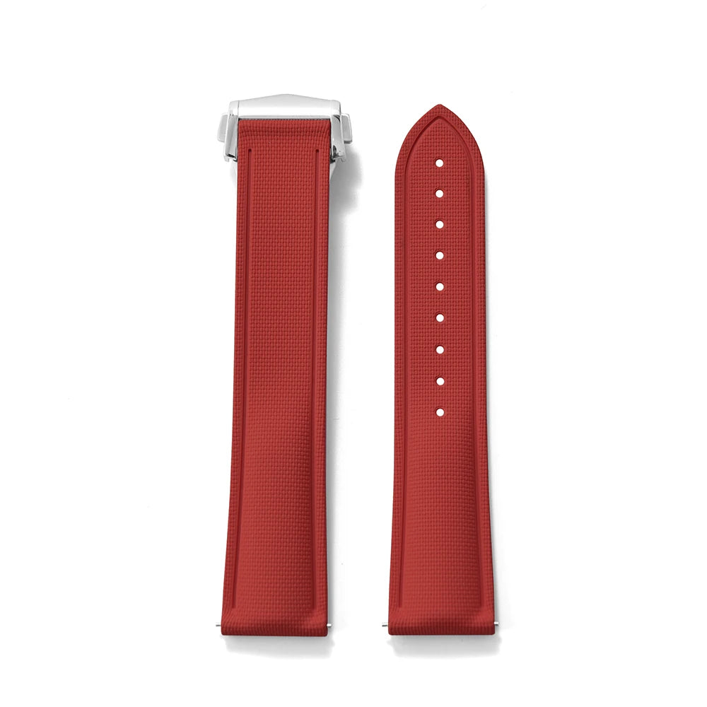 FKM Rubber Watch Strap 20mm–22mm – Quick Release, Folding Clasp Option-Straptique-Viva Timepiece