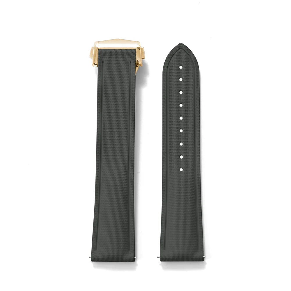 FKM Rubber Watch Strap 20mm–22mm – Quick Release, Folding Clasp Option-Straptique-Viva Timepiece
