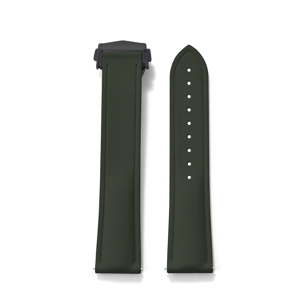 FKM Rubber Watch Strap 20mm–22mm – Quick Release, Folding Clasp Option-Straptique-Viva Timepiece